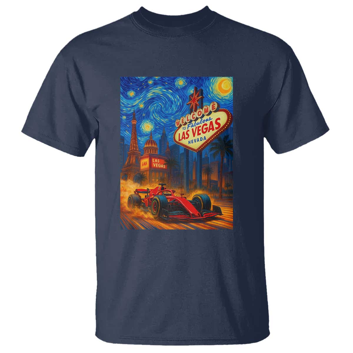 Racing Car Starry Night Las Vegas Race Day T Shirt - Wonder Print Shop