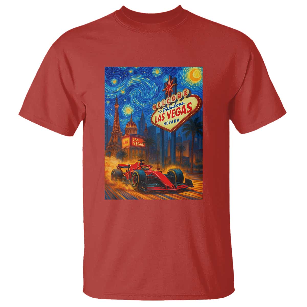 Racing Car Starry Night Las Vegas Race Day T Shirt - Wonder Print Shop