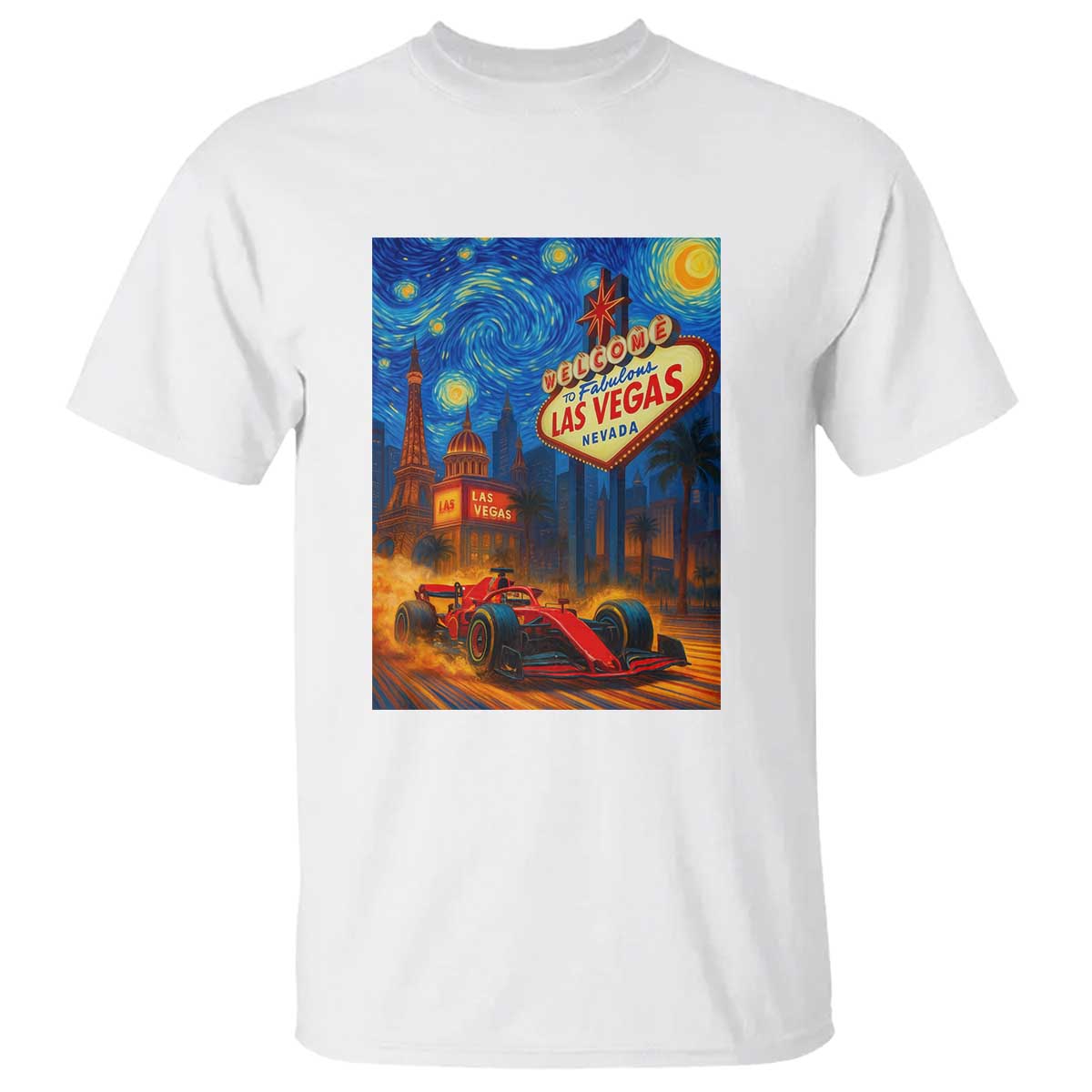 Racing Car Starry Night Las Vegas Race Day T Shirt - Wonder Print Shop