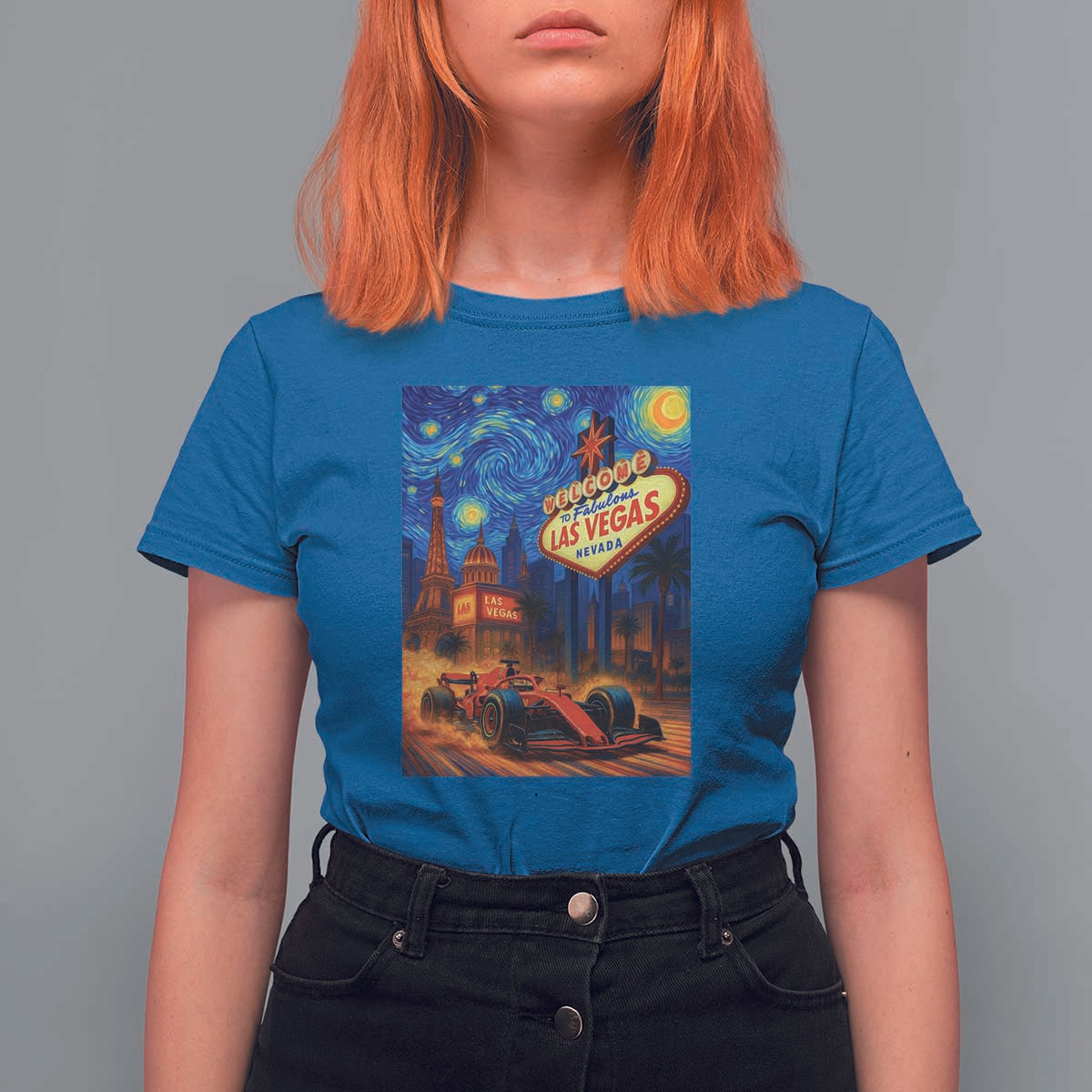 Racing Car Starry Night Las Vegas Race Day T Shirt For Women - Wonder Print Shop