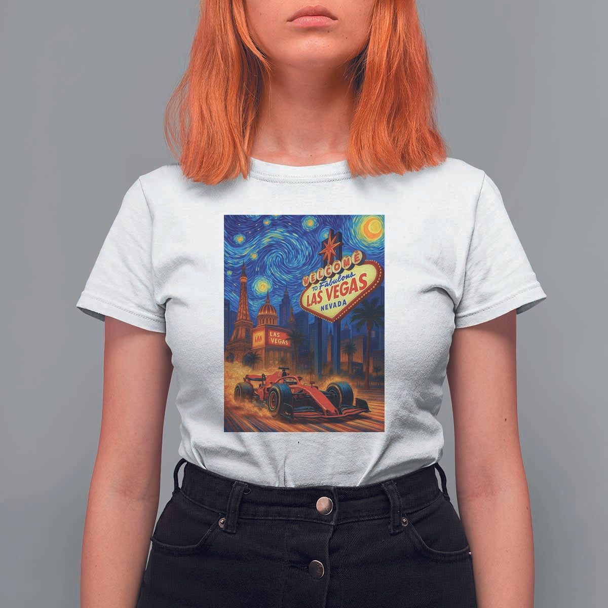 Racing Car Starry Night Las Vegas Race Day T Shirt For Women - Wonder Print Shop
