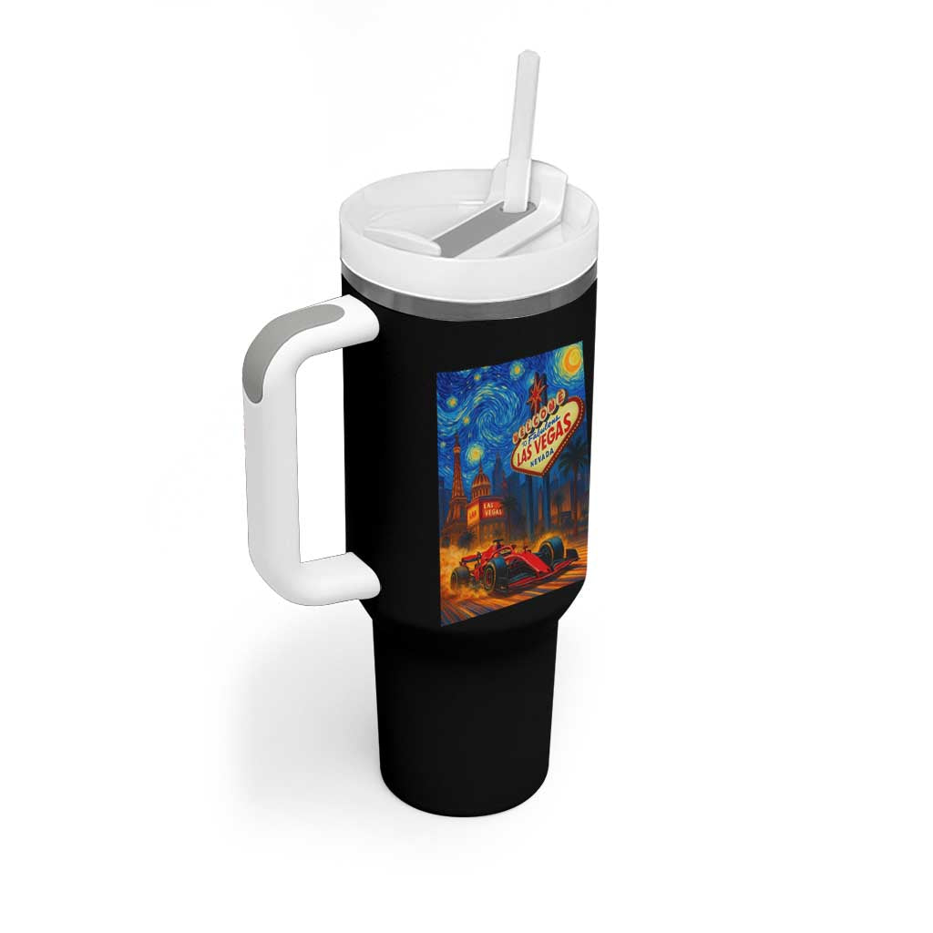 Racing Car Starry Night Las Vegas Race Day Tumbler With Handle