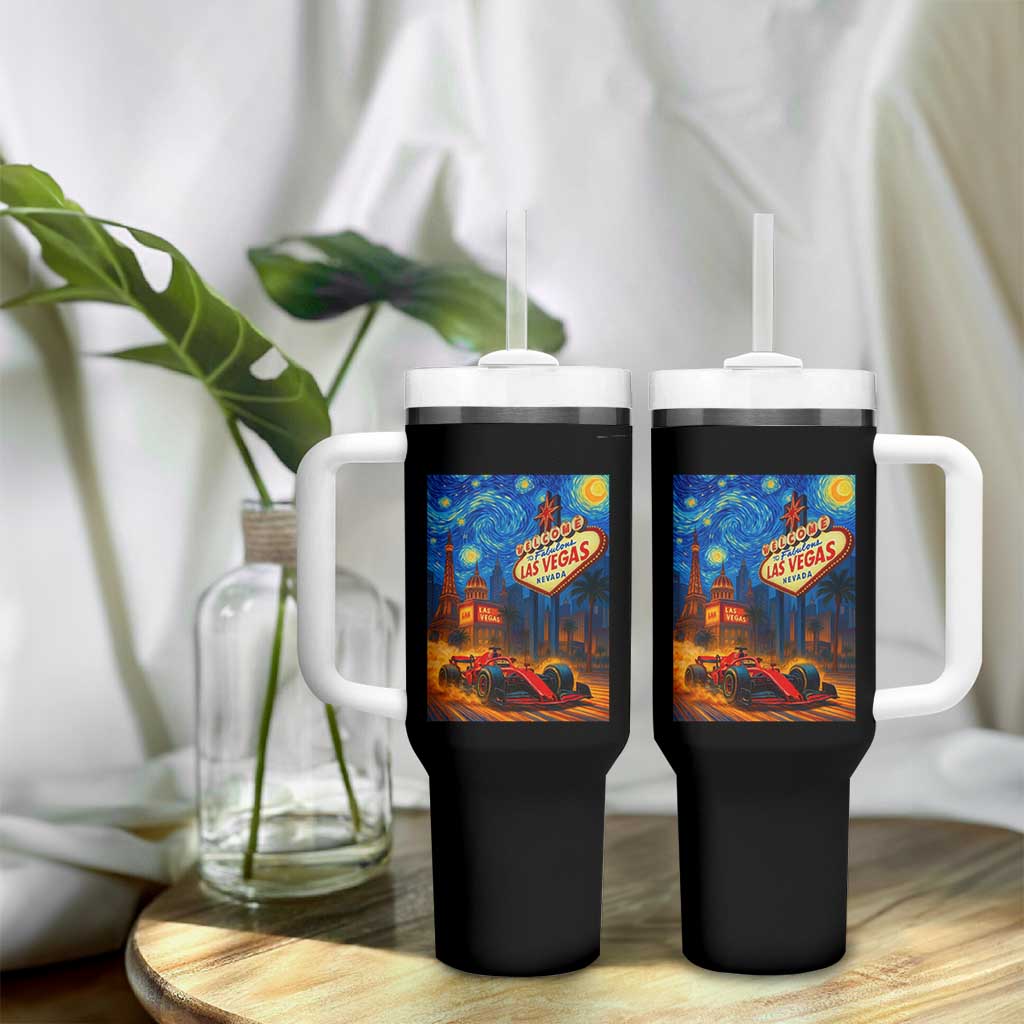Racing Car Starry Night Las Vegas Race Day Tumbler With Handle