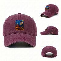 Racing Car Starry Night Las Vegas Race Day Washed Cotton Baseball Cap