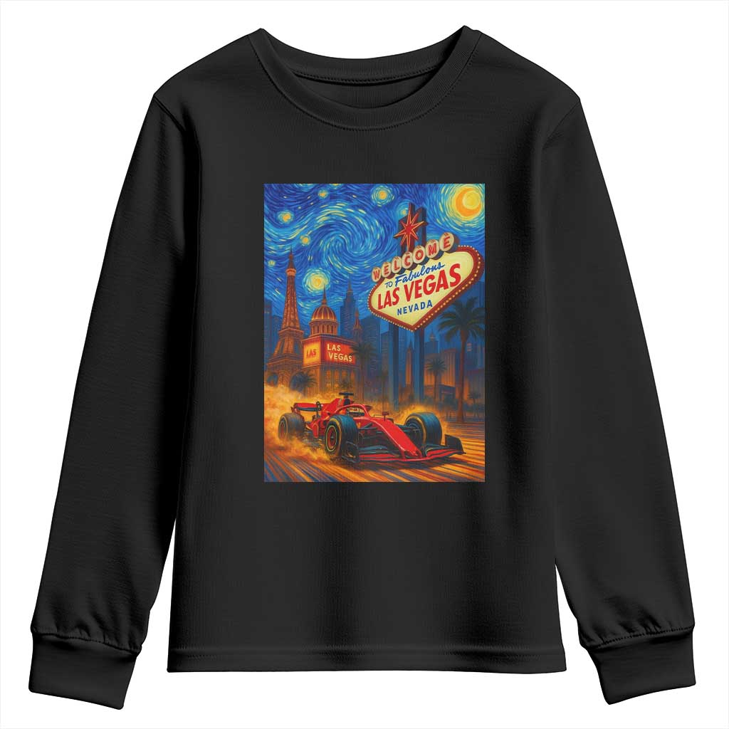 Racing Car Starry Night Las Vegas Race Day Youth Sweatshirt - Wonder Print Shop