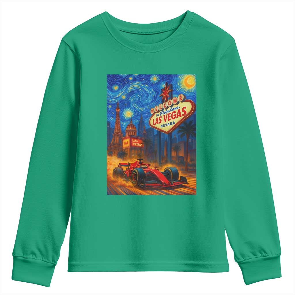 Racing Car Starry Night Las Vegas Race Day Youth Sweatshirt - Wonder Print Shop
