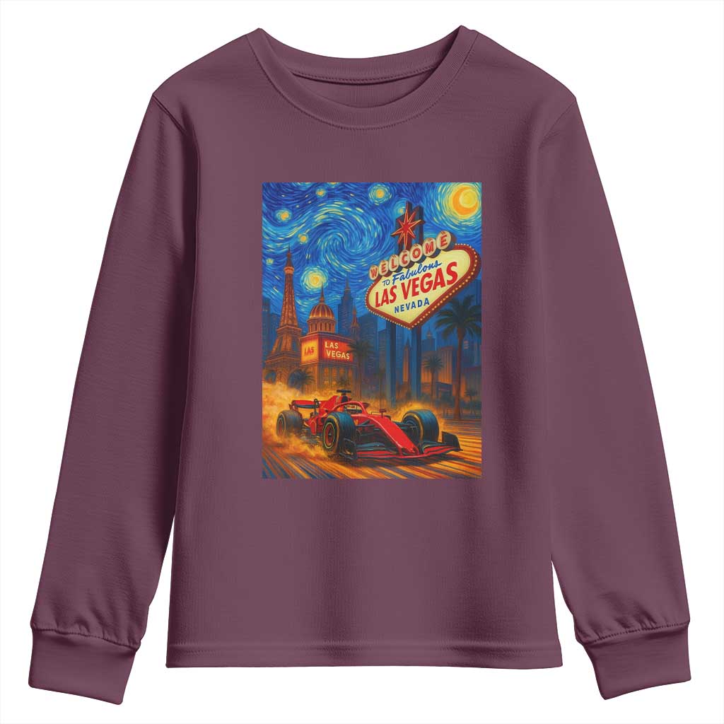 Racing Car Starry Night Las Vegas Race Day Youth Sweatshirt - Wonder Print Shop