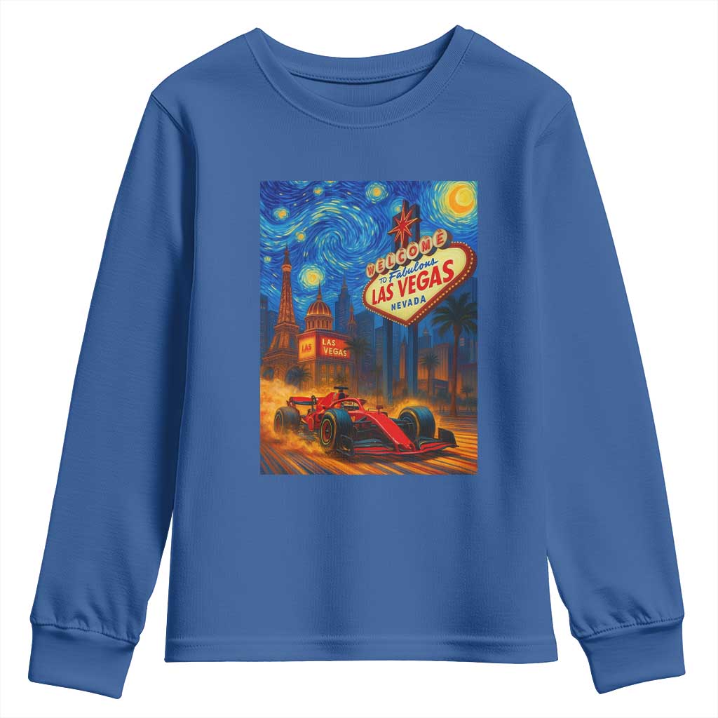 Racing Car Starry Night Las Vegas Race Day Youth Sweatshirt - Wonder Print Shop
