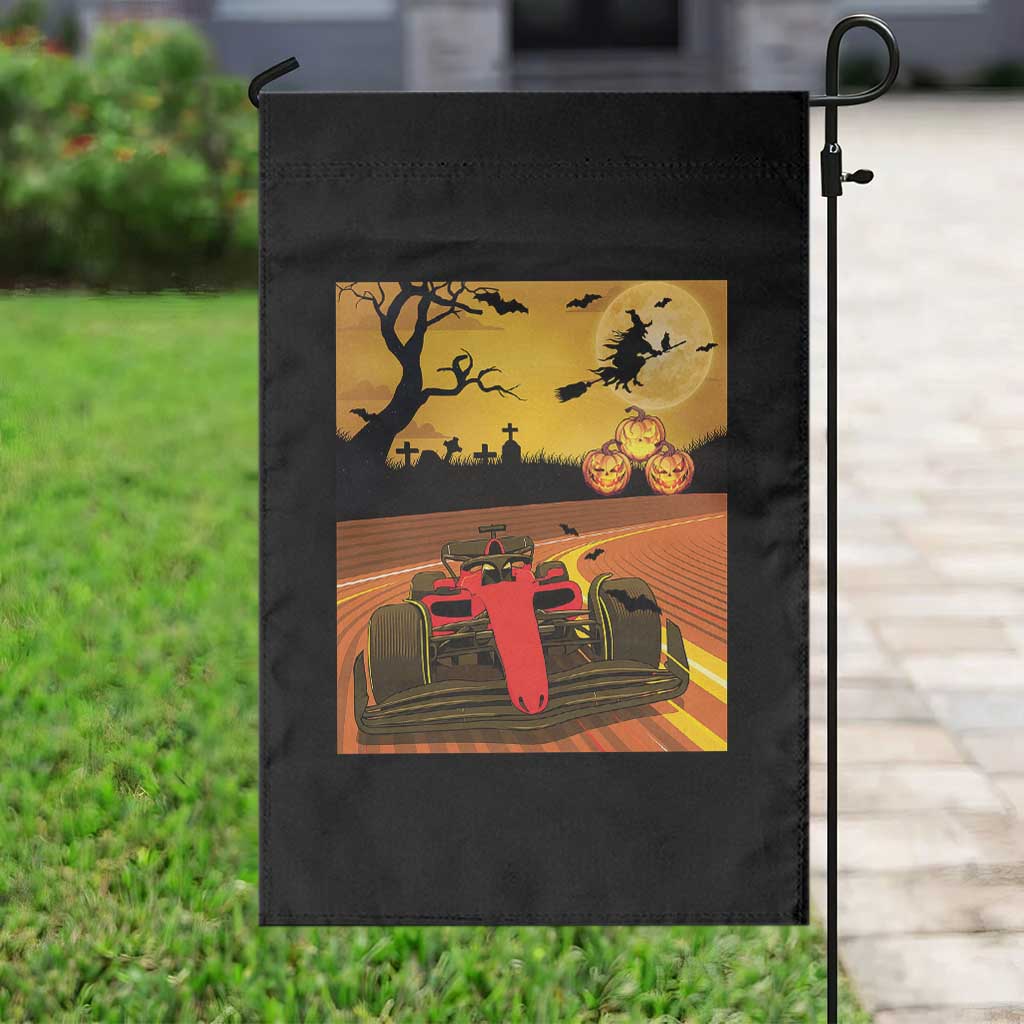 Vintage Race Car Halloween Pumpkin Retro Racing Garden Flag - Wonder Print Shop