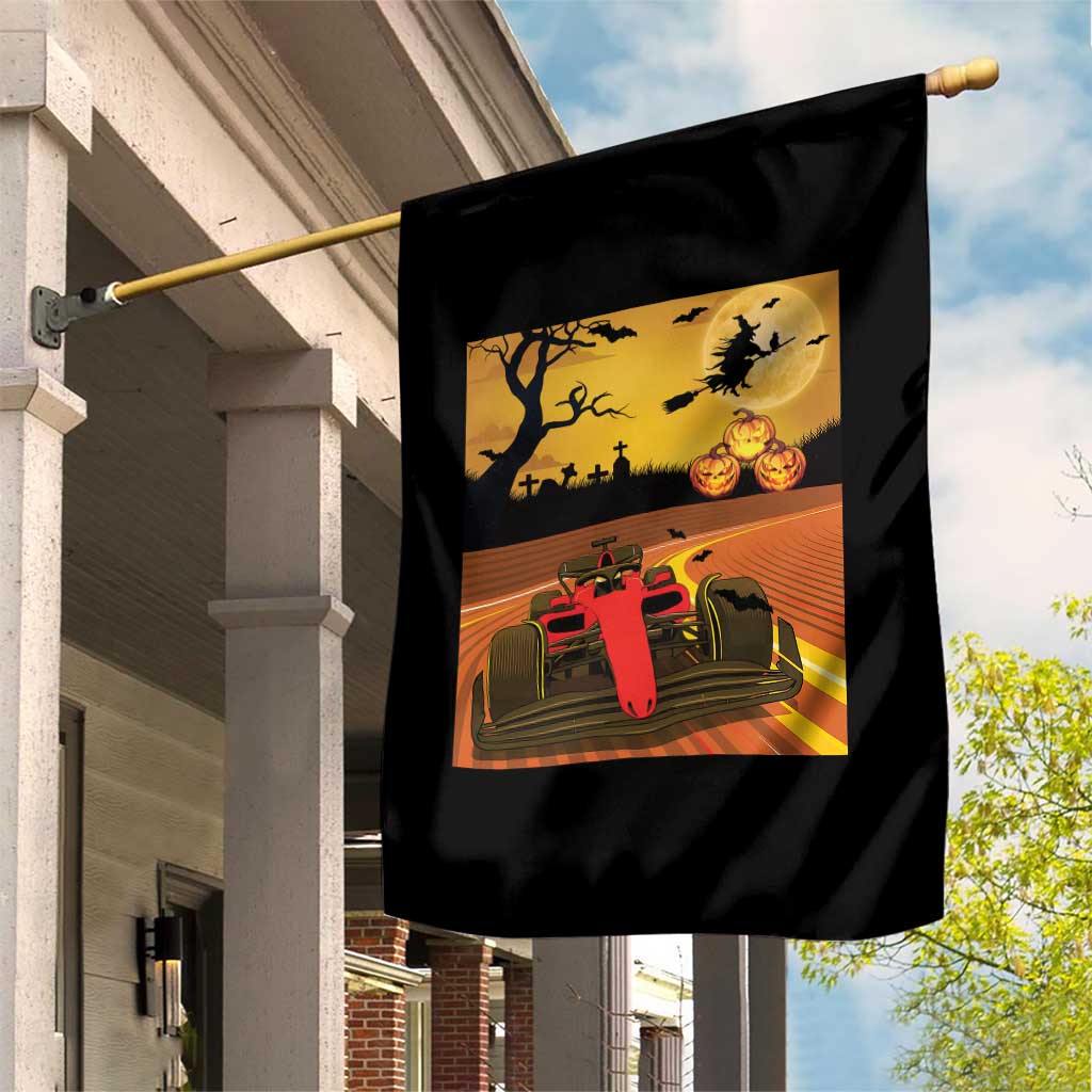 Vintage Race Car Halloween Pumpkin Retro Racing Garden Flag - Wonder Print Shop