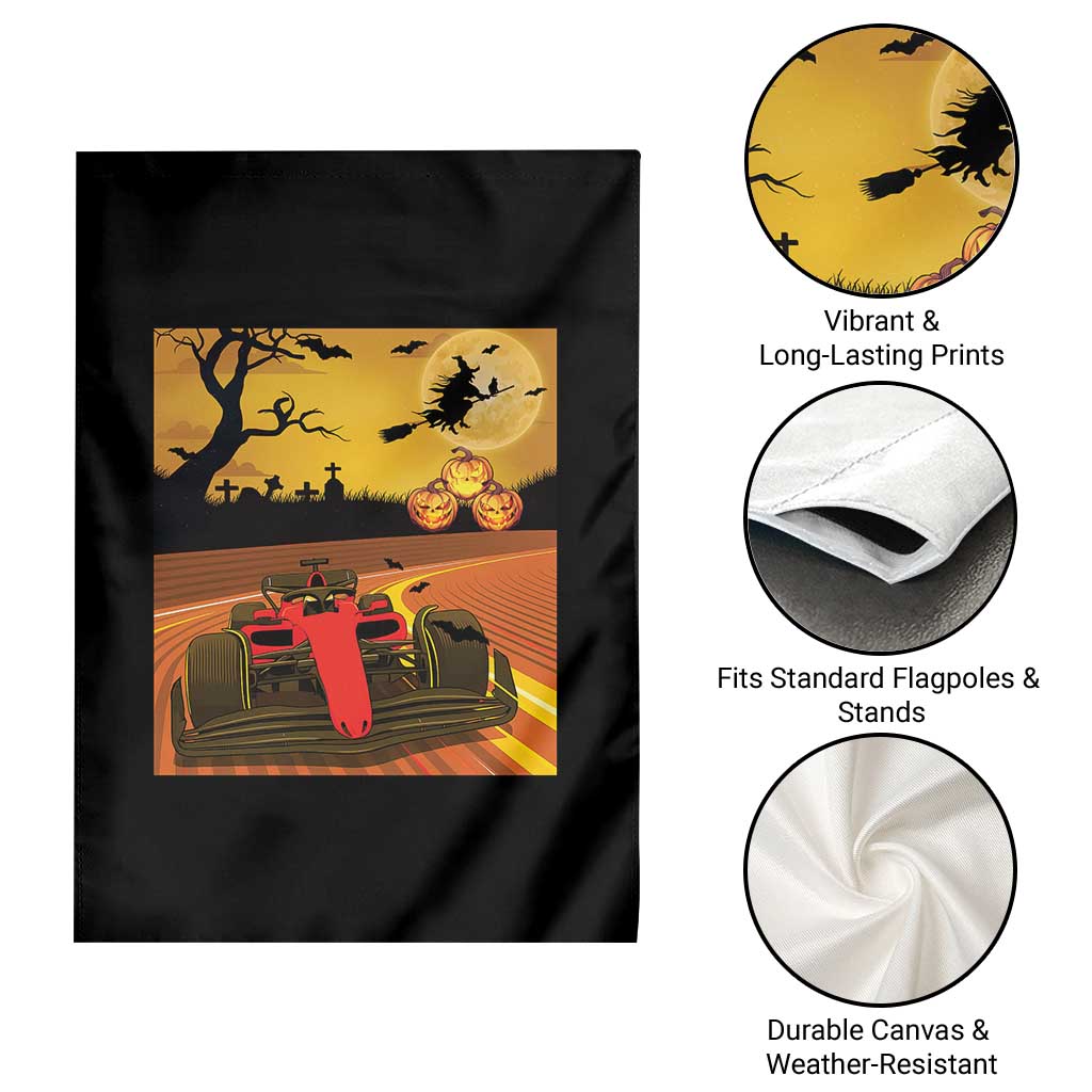 Vintage Race Car Halloween Pumpkin Retro Racing Garden Flag - Wonder Print Shop
