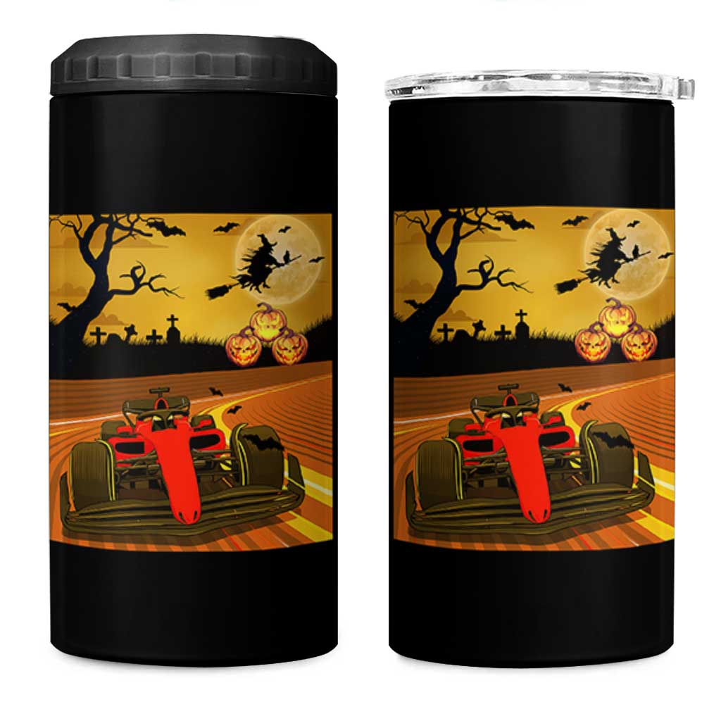 Vintage Race Car Halloween Pumpkin Retro Racing 4 in 1 Can Cooler Tumbler