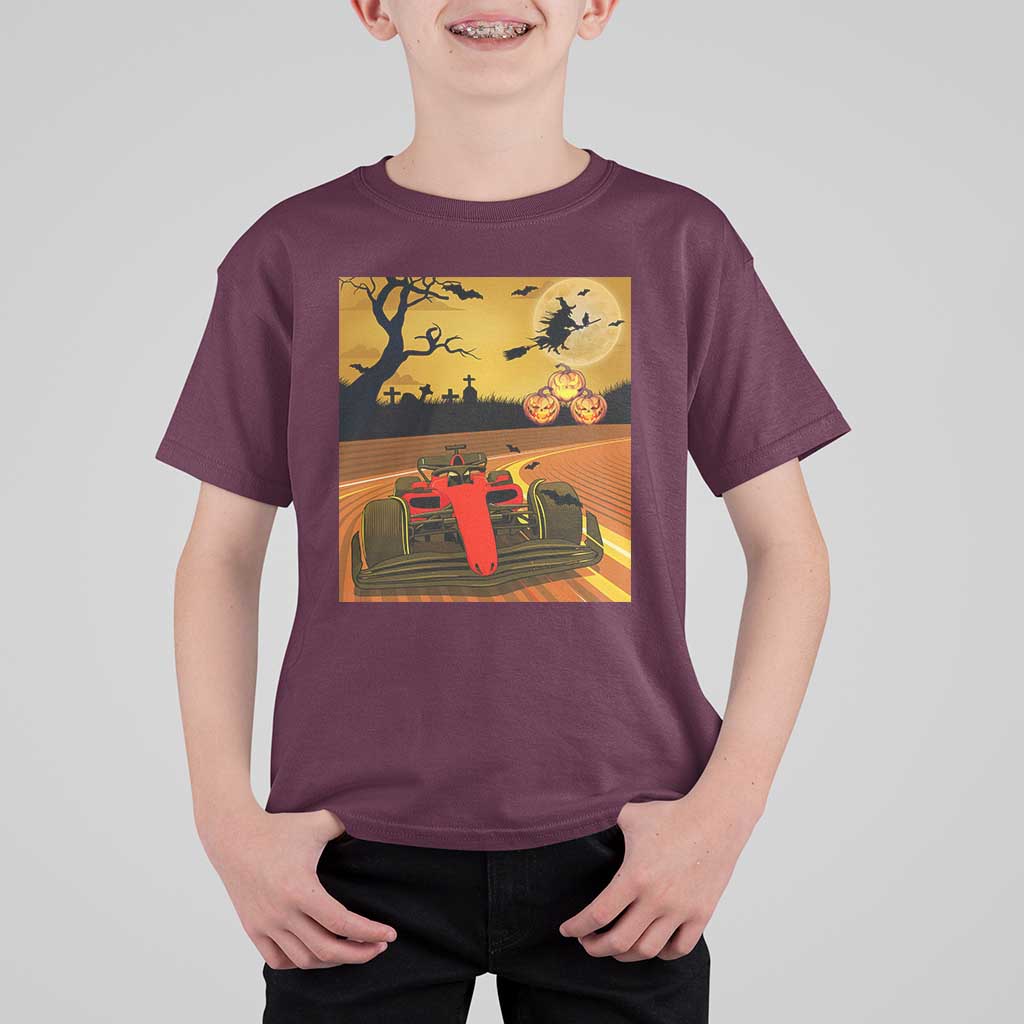 Vintage Race Car Halloween Pumpkin Retro Racing T Shirt For Kid - Wonder Print Shop