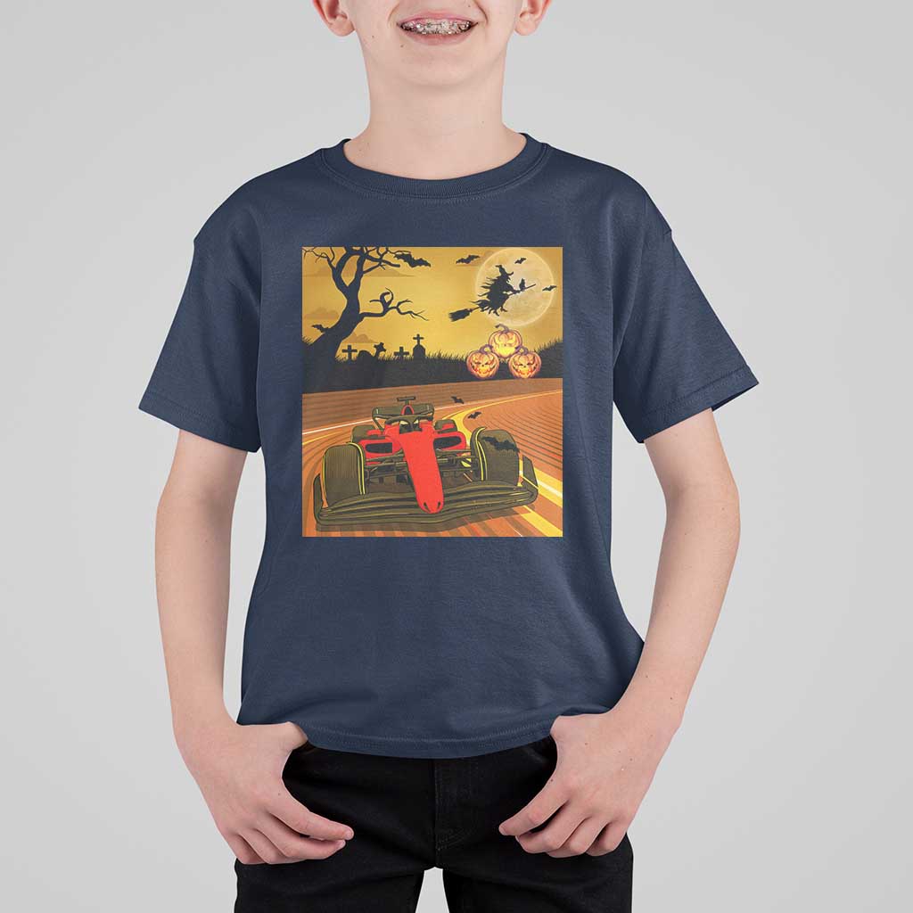 Vintage Race Car Halloween Pumpkin Retro Racing T Shirt For Kid - Wonder Print Shop