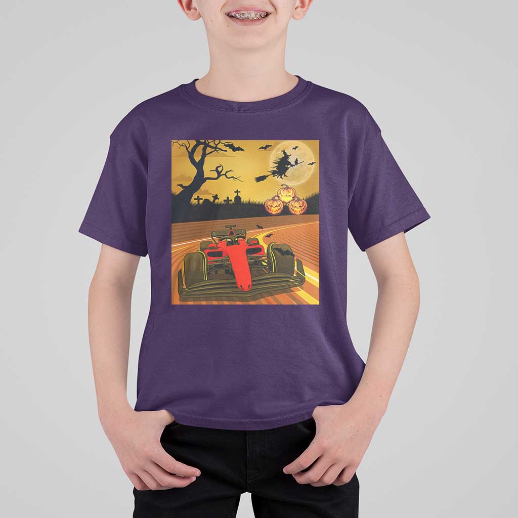 Vintage Race Car Halloween Pumpkin Retro Racing T Shirt For Kid - Wonder Print Shop