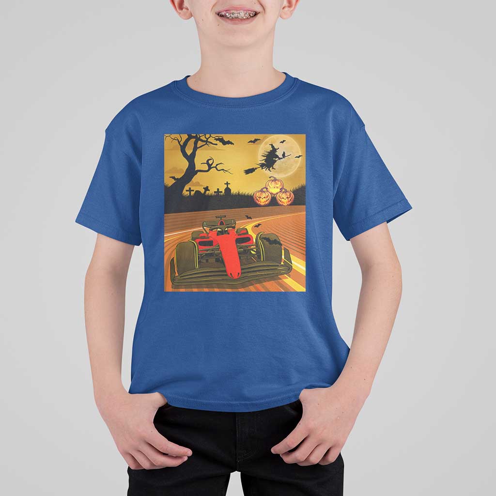 Vintage Race Car Halloween Pumpkin Retro Racing T Shirt For Kid - Wonder Print Shop