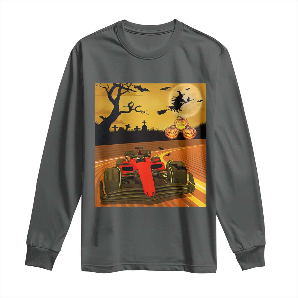 Vintage Race Car Halloween Pumpkin Retro Racing Long Sleeve Shirt - Wonder Print Shop