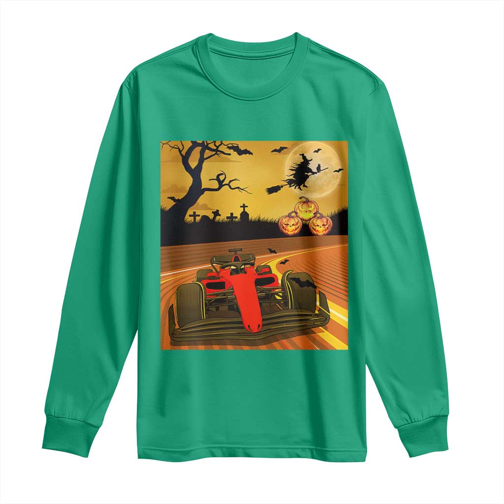 Vintage Race Car Halloween Pumpkin Retro Racing Long Sleeve Shirt - Wonder Print Shop