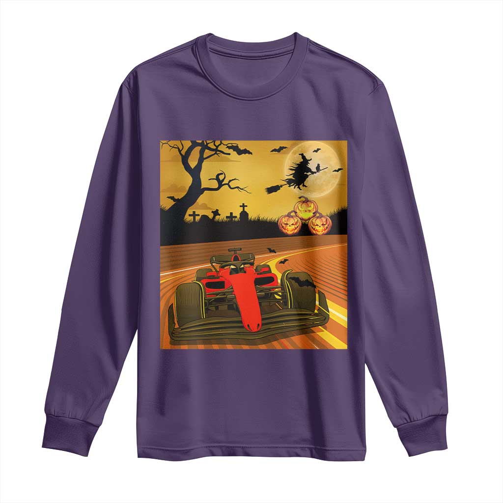 Vintage Race Car Halloween Pumpkin Retro Racing Long Sleeve Shirt - Wonder Print Shop
