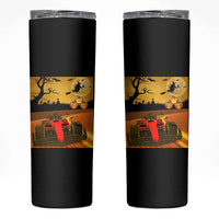 Vintage Race Car Halloween Pumpkin Retro Racing Skinny Tumbler