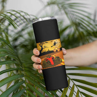 Vintage Race Car Halloween Pumpkin Retro Racing Skinny Tumbler