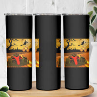 Vintage Race Car Halloween Pumpkin Retro Racing Skinny Tumbler