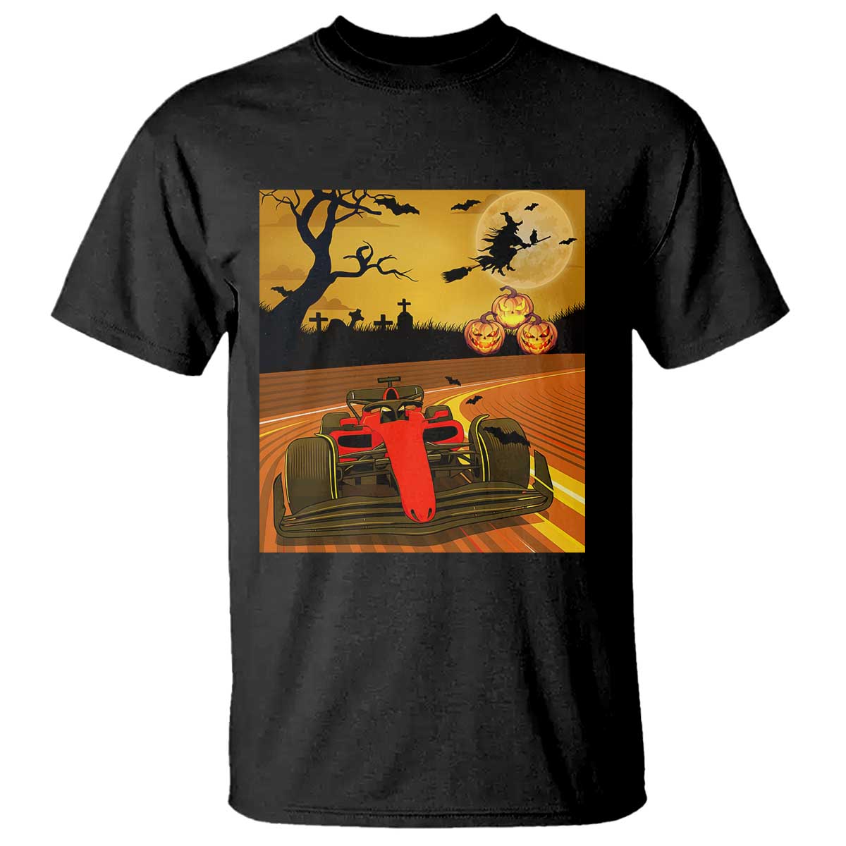 Vintage Race Car Halloween Pumpkin Retro Racing T Shirt - Wonder Print Shop