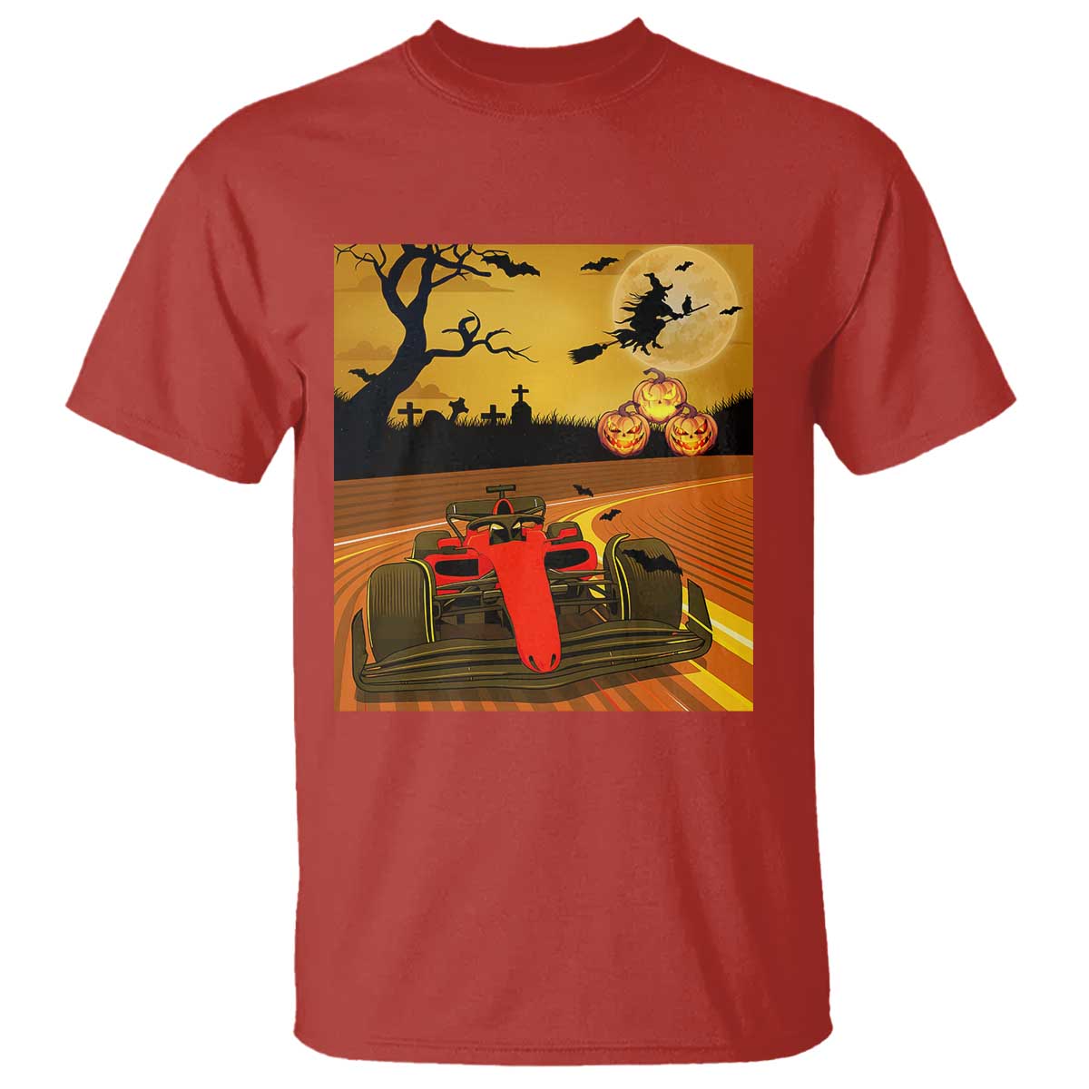 Vintage Race Car Halloween Pumpkin Retro Racing T Shirt - Wonder Print Shop