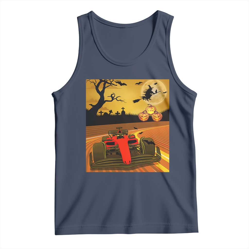 Vintage Race Car Halloween Pumpkin Retro Racing Tank Top - Wonder Print Shop
