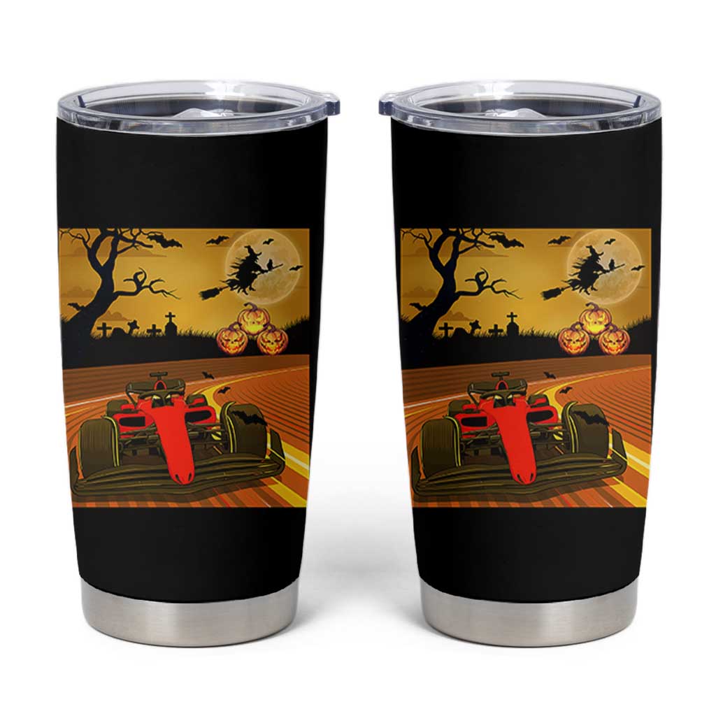 Vintage Race Car Halloween Pumpkin Retro Racing Tumbler Cup