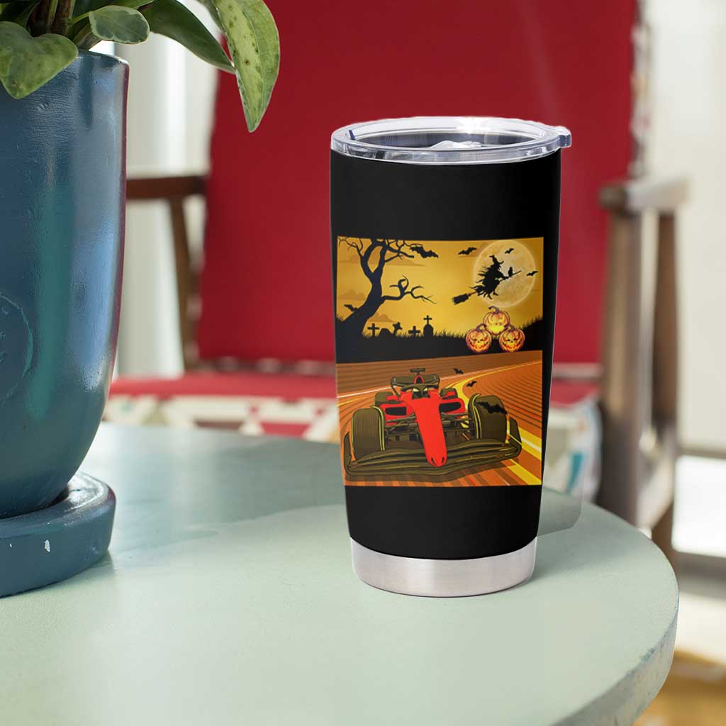 Vintage Race Car Halloween Pumpkin Retro Racing Tumbler Cup