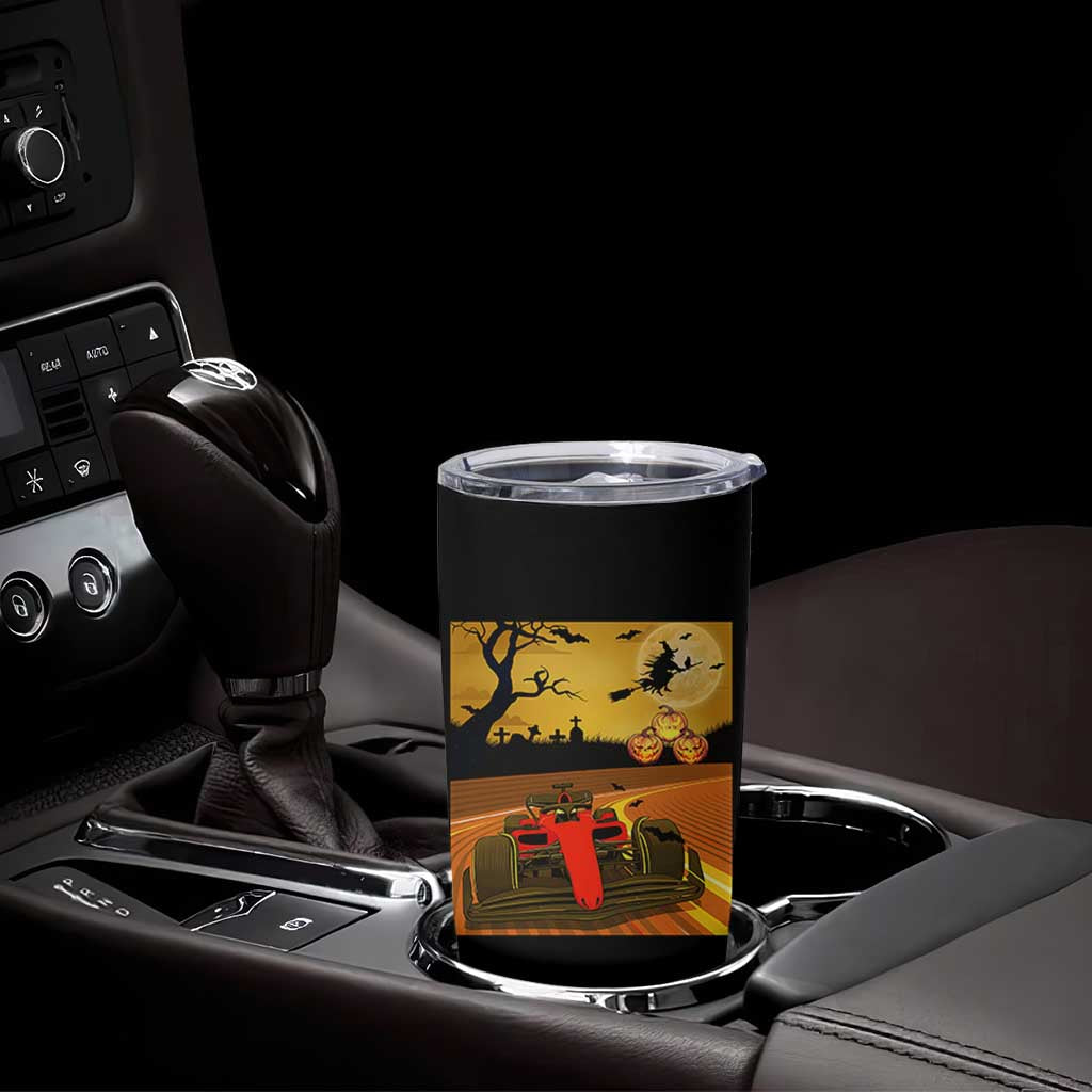 Vintage Race Car Halloween Pumpkin Retro Racing Tumbler Cup