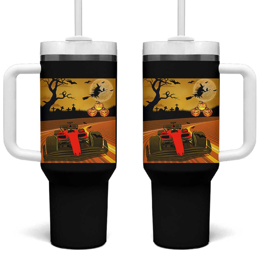 Vintage Race Car Halloween Pumpkin Retro Racing Tumbler With Handle
