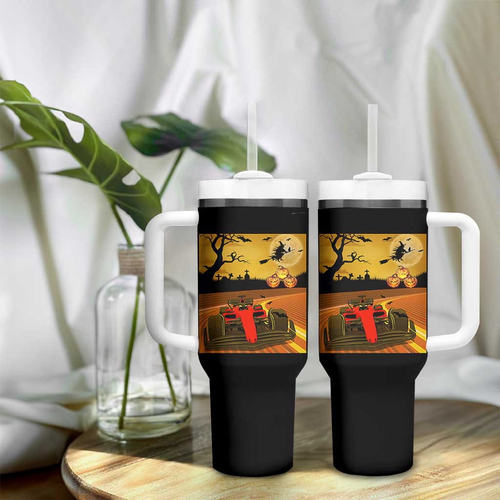 Vintage Race Car Halloween Pumpkin Retro Racing Tumbler With Handle