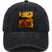 Vintage Race Car Halloween Pumpkin Retro Racing Washed Cotton Baseball Cap
