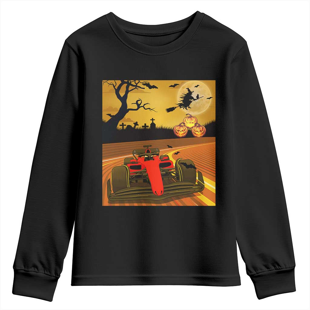 Vintage Race Car Halloween Pumpkin Retro Racing Youth Sweatshirt - Wonder Print Shop