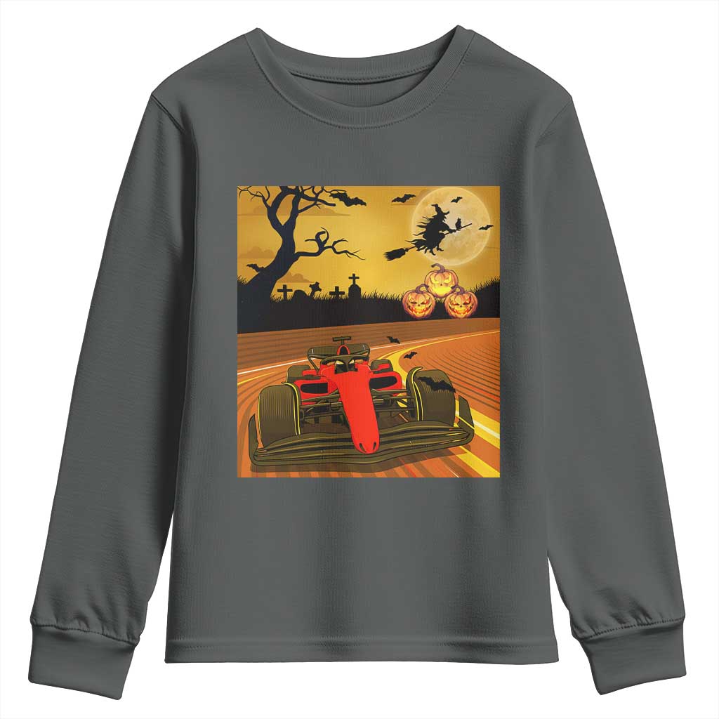 Vintage Race Car Halloween Pumpkin Retro Racing Youth Sweatshirt - Wonder Print Shop