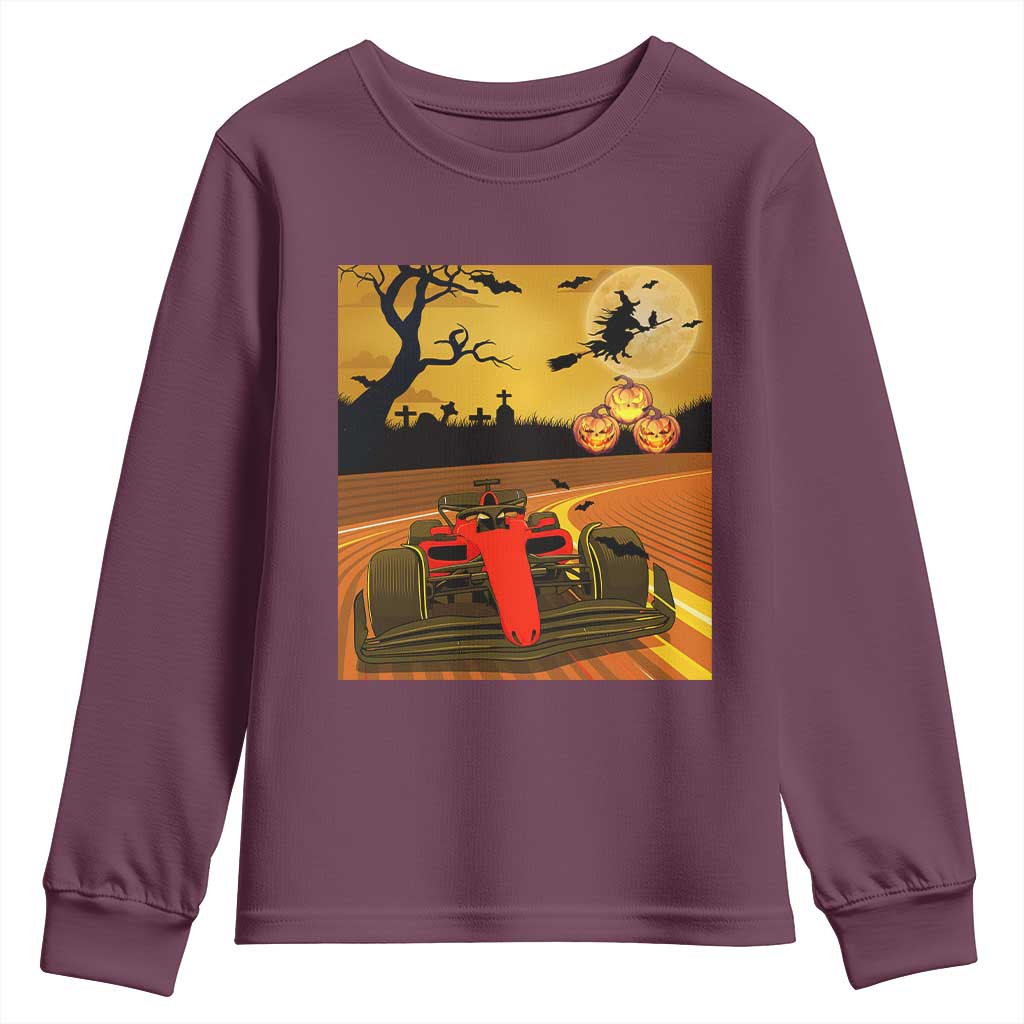 Vintage Race Car Halloween Pumpkin Retro Racing Youth Sweatshirt - Wonder Print Shop