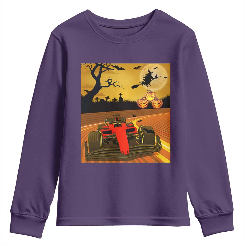 Vintage Race Car Halloween Pumpkin Retro Racing Youth Sweatshirt - Wonder Print Shop