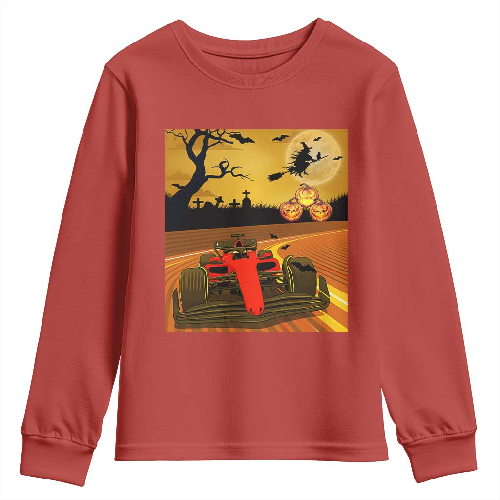 Vintage Race Car Halloween Pumpkin Retro Racing Youth Sweatshirt - Wonder Print Shop