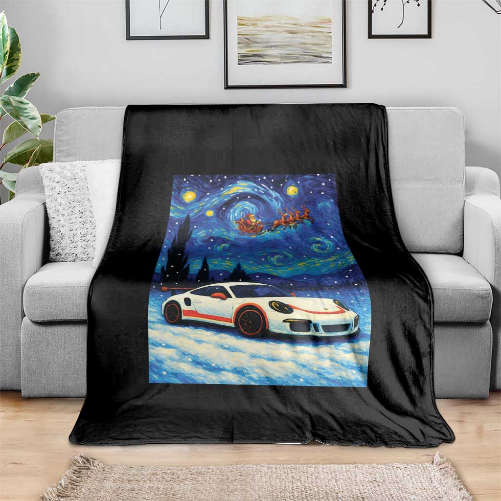 Racing Sports Car Throw Blanket Starry Night Racing Silhouette - Wonder Print Shop