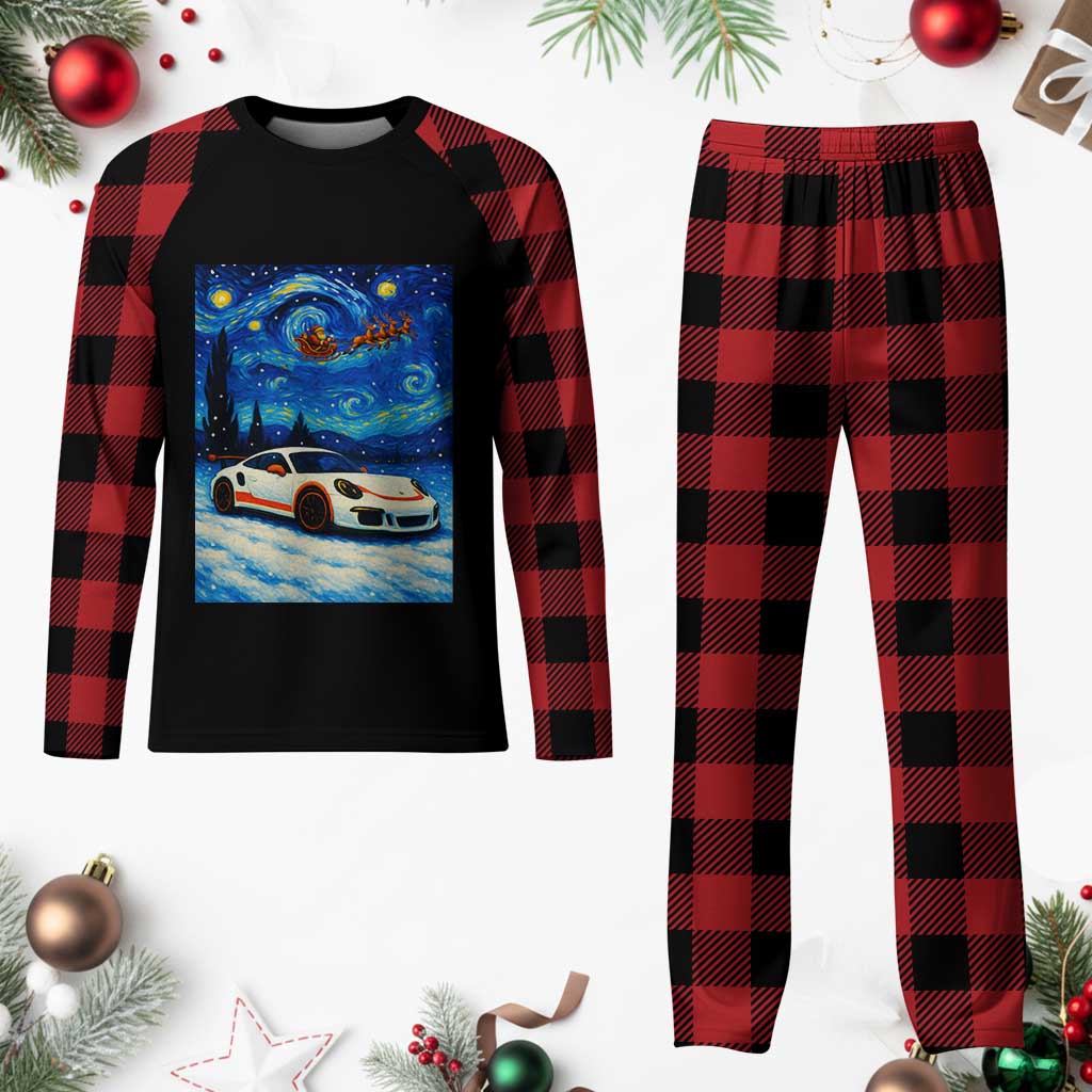 Racing Sports Car Plaid Pajama Set Porsche 911 Starry Night Racing Silhouette - Wonder Print Shop