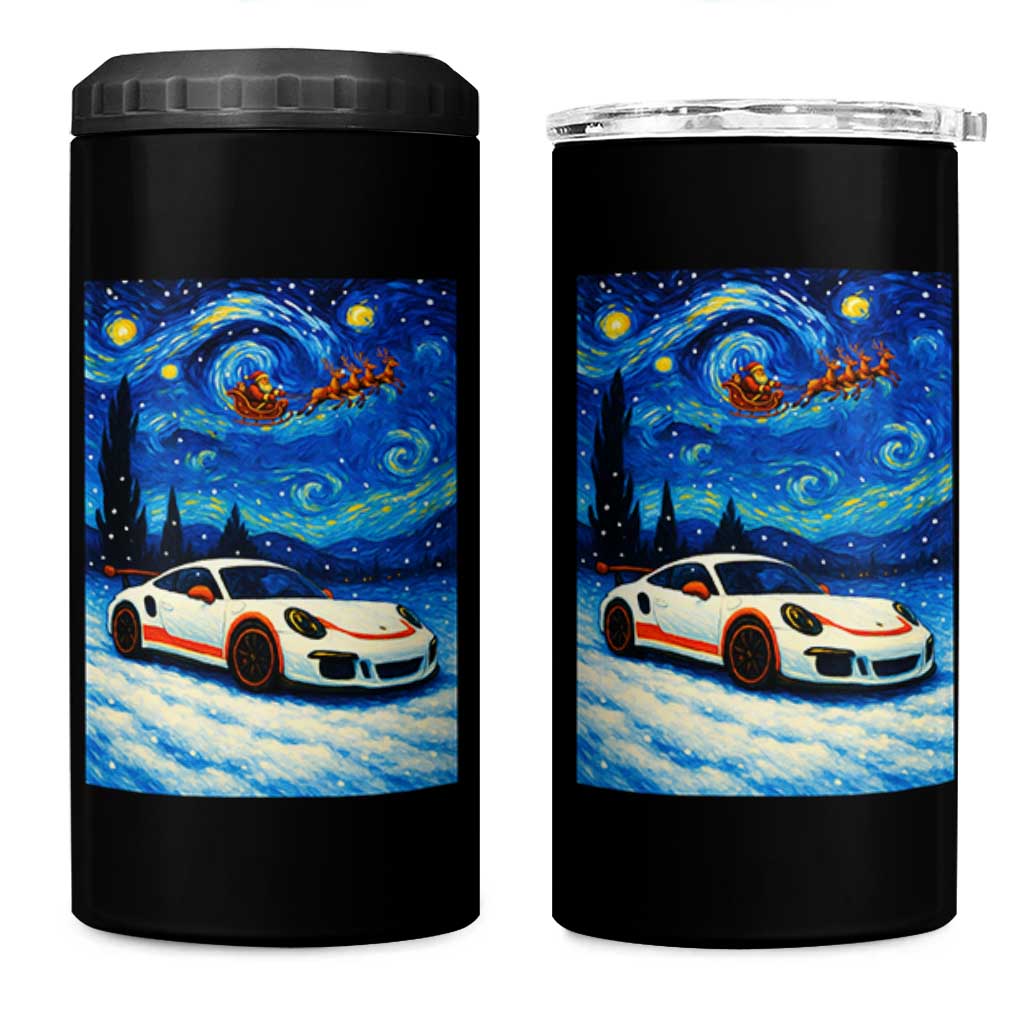 Racing Sports Car 4 in 1 Can Cooler Tumbler Starry Night Racing Silhouette