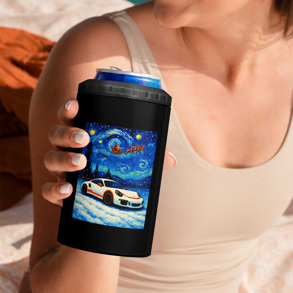 Racing Sports Car 4 in 1 Can Cooler Tumbler Starry Night Racing Silhouette