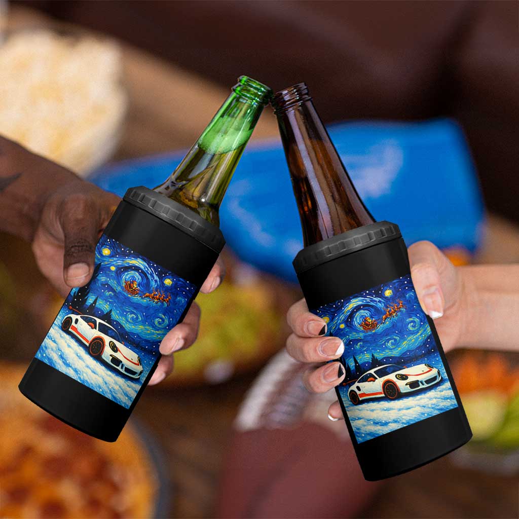 Racing Sports Car 4 in 1 Can Cooler Tumbler Starry Night Racing Silhouette