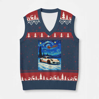 Racing Sports Car V-Neck Knit Sweater Vest Porsche 911 Starry Night Racing Silhouette - Wonder Print Shop