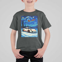 Racing Sports Car T Shirt For Kid Porsche 911 Starry Night Racing Silhouette - Wonder Print Shop