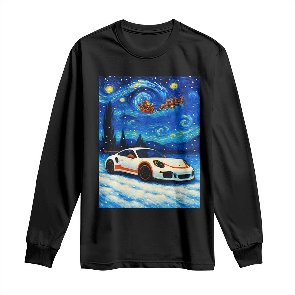 Racing Sports Car Long Sleeve Shirt Porsche 911 Starry Night Racing Silhouette - Wonder Print Shop