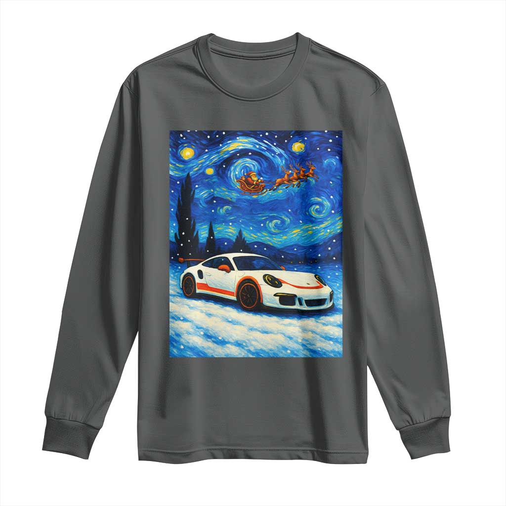 Racing Sports Car Long Sleeve Shirt Porsche 911 Starry Night Racing Silhouette - Wonder Print Shop