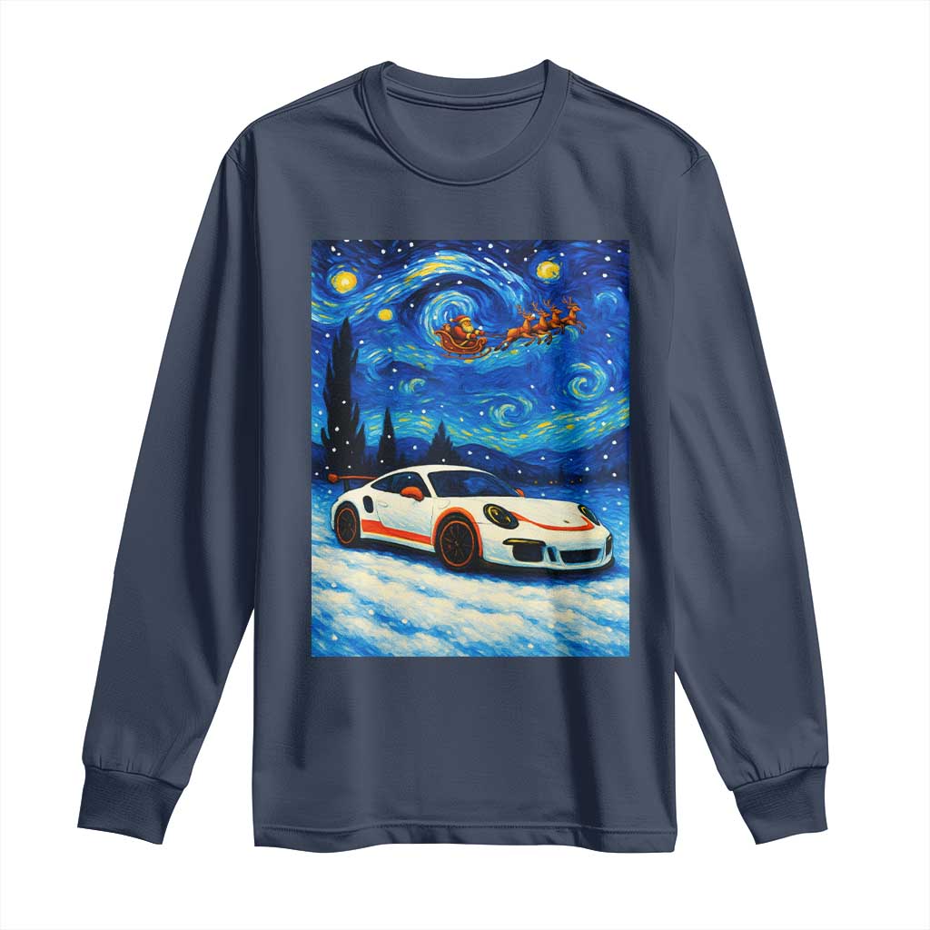 Racing Sports Car Long Sleeve Shirt Porsche 911 Starry Night Racing Silhouette - Wonder Print Shop